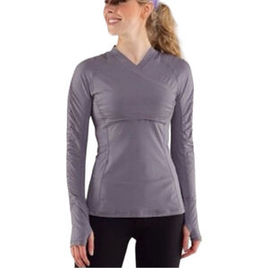 Lululemon Gray UPF Jersey Ruched Sunbeam Pullover Size 8
